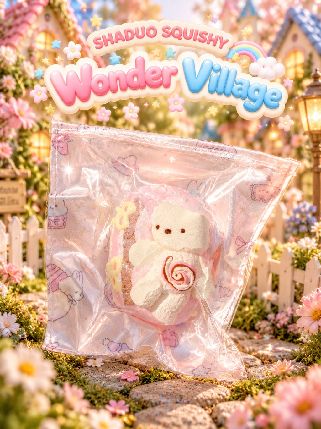 Wonder Village bear lollipop squishy, AI cover