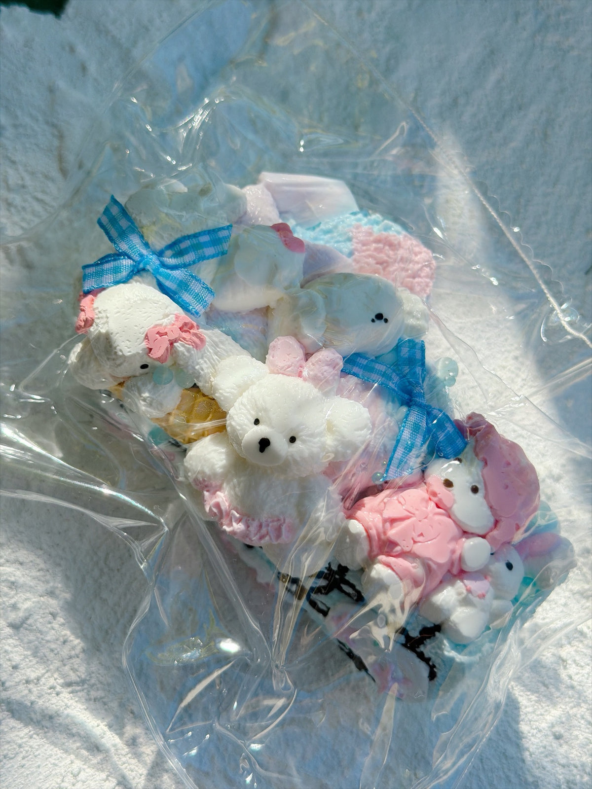 Wonder Village blue bow squishy bag, real photo
