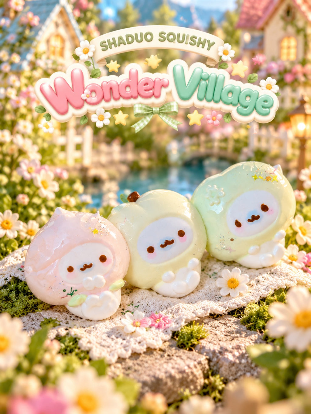 Wonder Village bunny trio squishy, AI cover