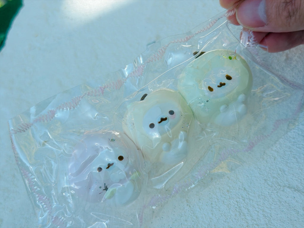 Wonder Village bunny trio squishy, close-up