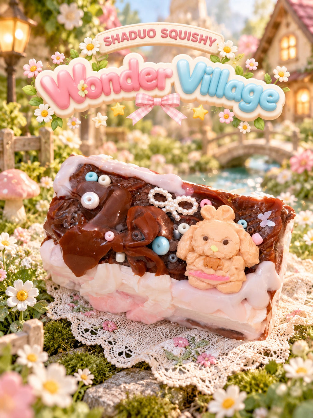 Wonder Village chocolate cake squishy, AI cover