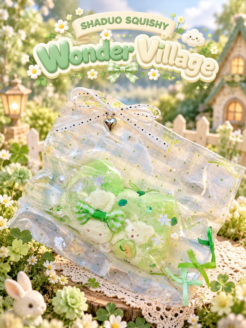 Wonder Village green bag squishy, AI cover