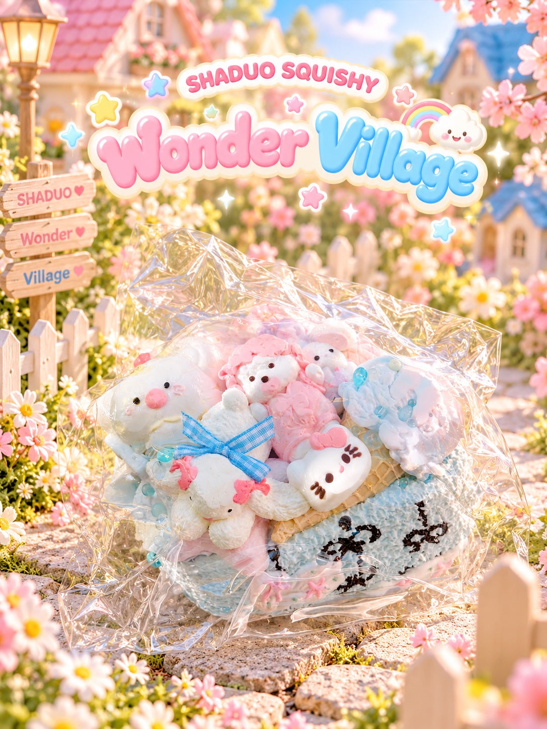 Wonder Village ice cream cone squishy bag, AI cover