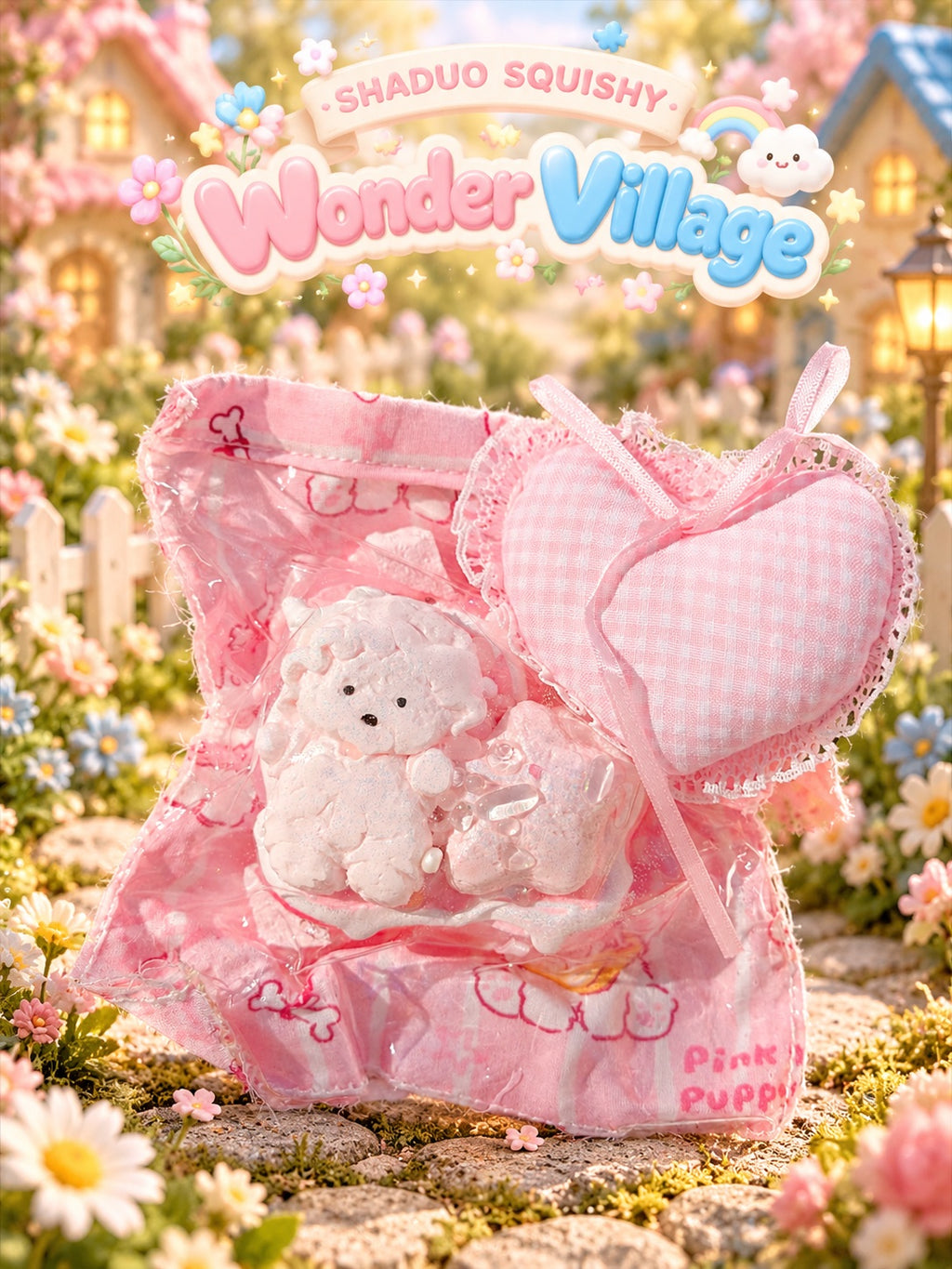 Wonder Village pink puppy squishy, AI cover