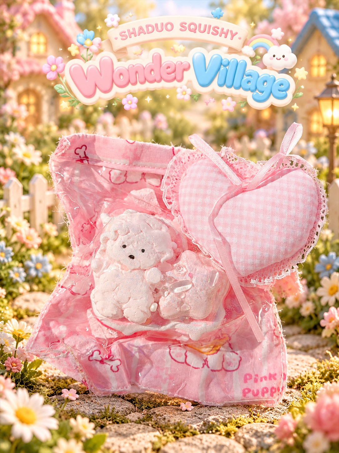 Wonder Village pink puppy squishy, AI cover