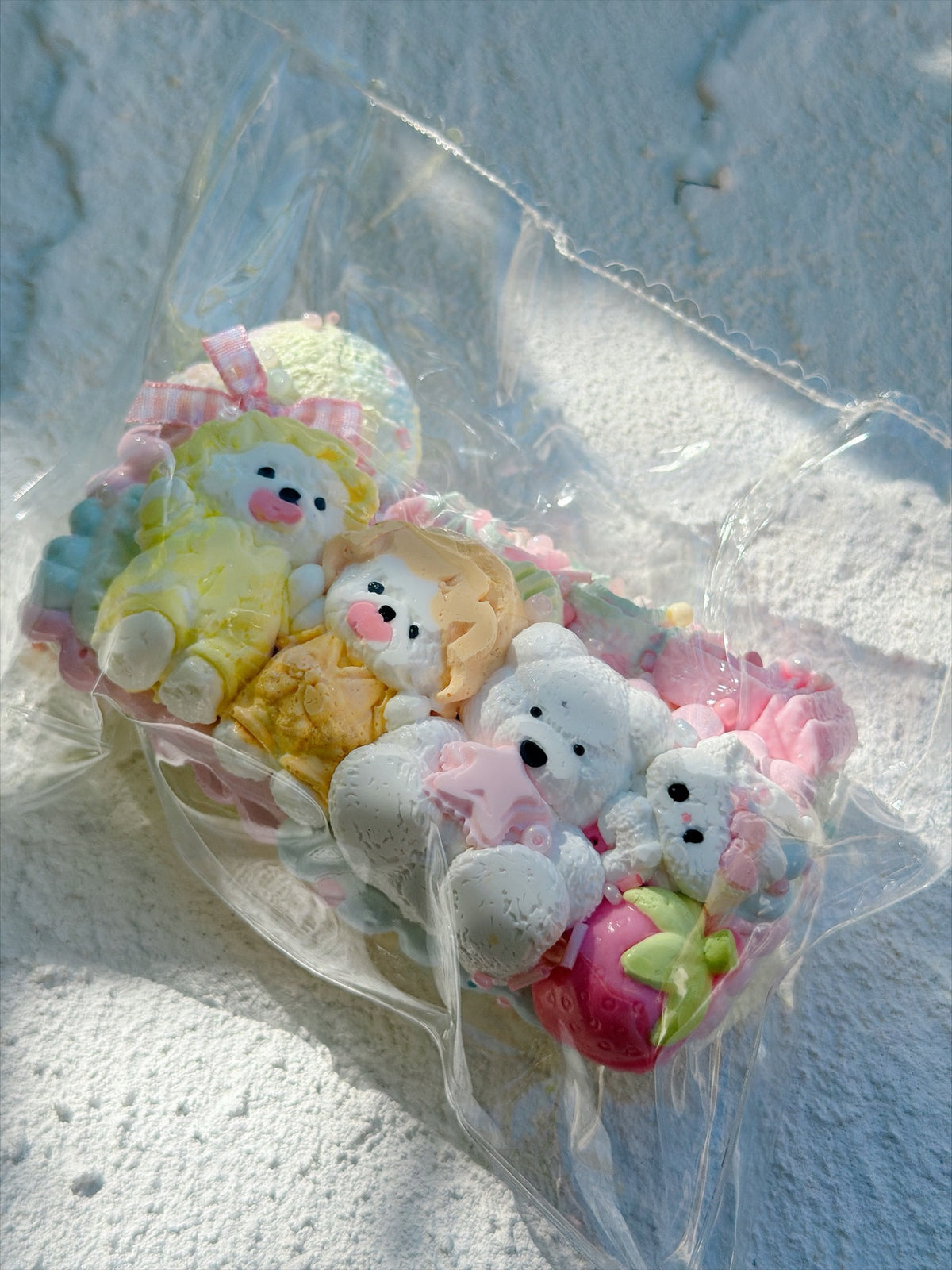 Wonder Village yellow bear squishy bag, real photo